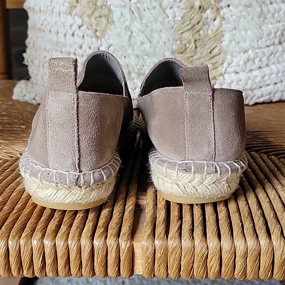 Vince Robin Espadrille Taupe Suede Flat Loafers, size 5M